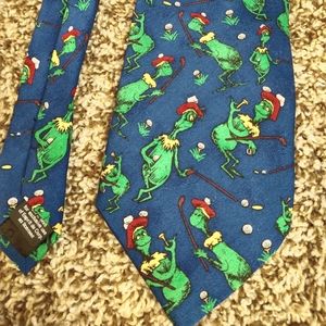 Vintage Dr Seuss How The Grinch Stole Christmas Golf Necktie 1994 - 100% Silk